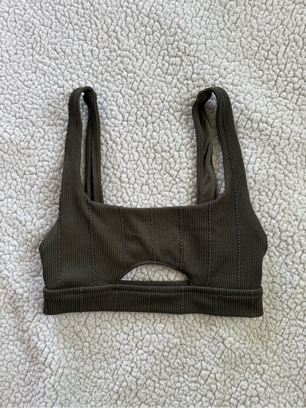 Aerie Olive Ribbed Cutout Bikini Top
